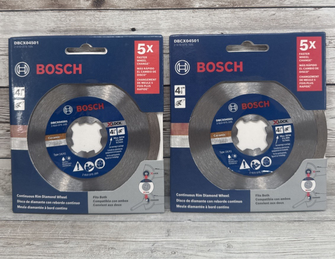 Bosch 4-1/2" X-LOCK Continuous Rim Diamond Wheel Cutting Blade DBCX04501 NEW (2) gallery