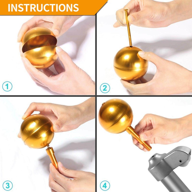 Anley Authentic 3" Flagpole Ball Topper Ornament - Gold Anodized Aluminum Finish gallery