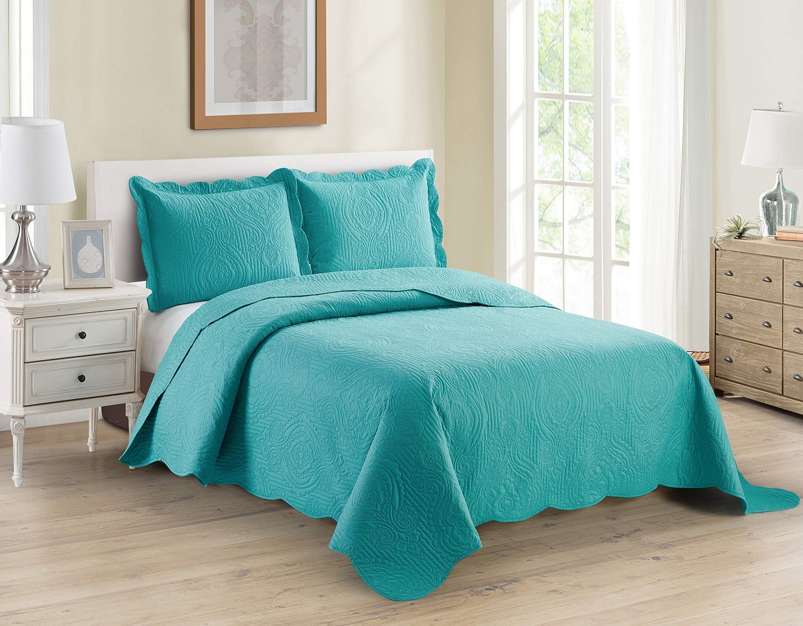 Collection 3pc King/Cal King Over Size Luxury Embossed Bedspread Set Light Weigh gallery