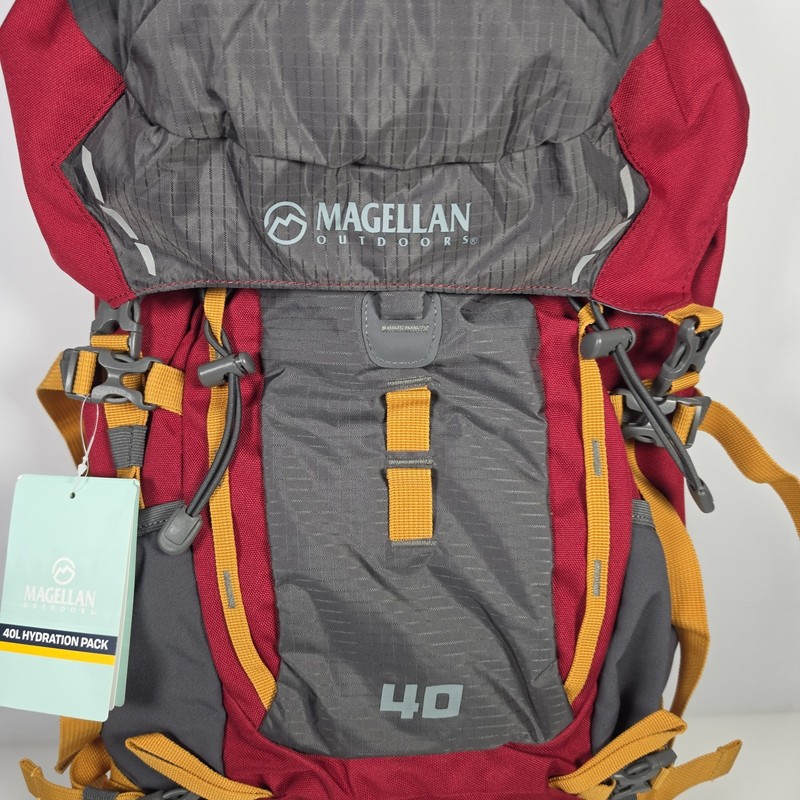 Magellan Outdoors 40L Technical Frame Hiking Backpack Red/Gray Hydration Pack  2