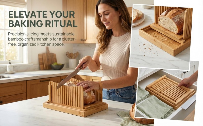 Bread Slicer for Homemade Bread, Adjustable with Foldable Slicing Guide & Cru... gallery