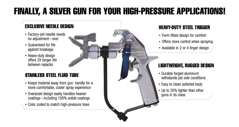 Graco Silver Plus HP Airless Spray Gun 273334 7250 PSI w/ XHD519 Tip gallery