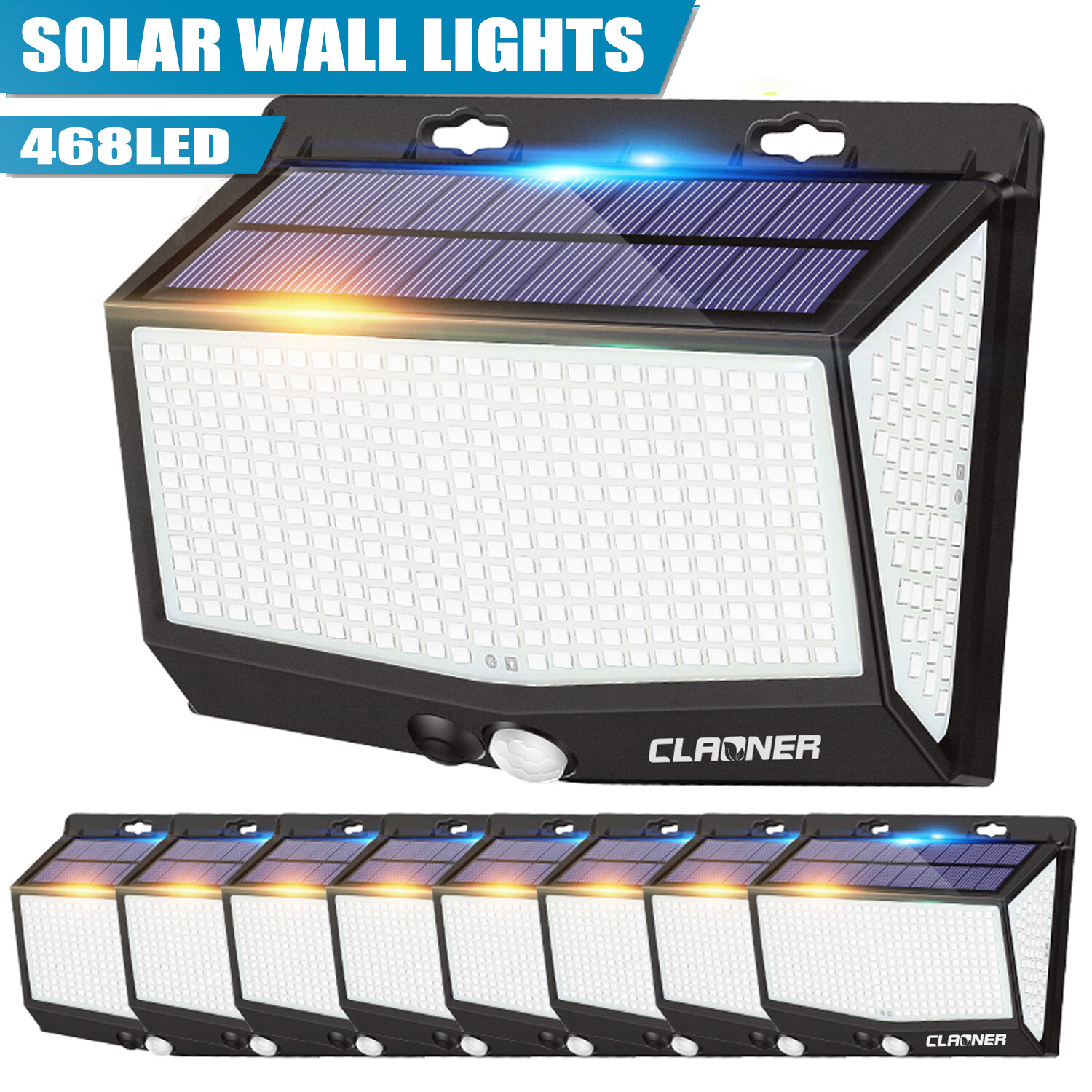468 LED Solar Powered PIR Motion Sensor Lights Outdoor Garden Security Wall Lamp gallery