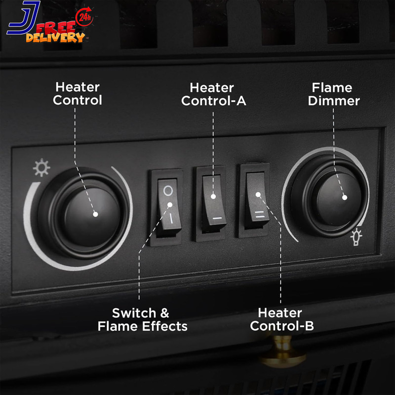 Compact Electric Fireplace Stove with Thermostat & 3D Flame 1000W/1500W NEW gallery