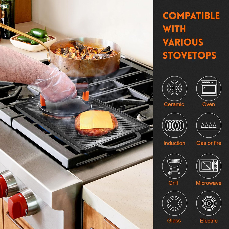 Cast Iron Reversible Grill Griddle，Double Sided Grill Pan Perfect for Gas Grills gallery