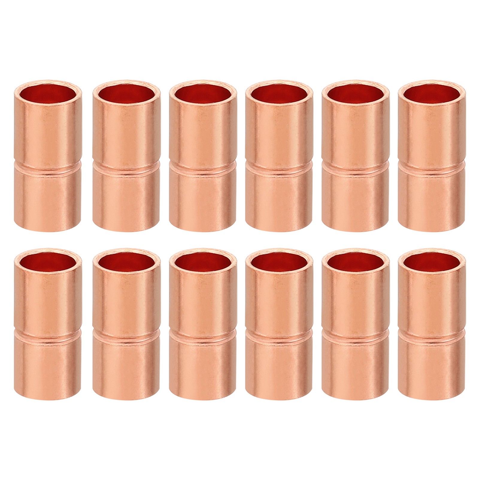 12Pcs 5/16" ID Copper Coupling Fittings Rolled Tube Stop Straight Welding Joint gallery