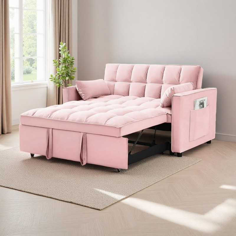3 in 1 Sofa Bed Convertible Sleeper Sofa with Pull Out Bed Loveseat Couch gallery
