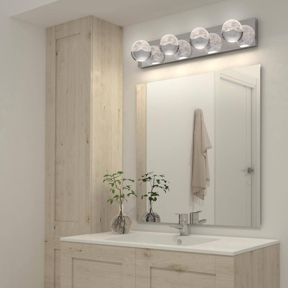 Artika Oracle 27 in. 4 Light Chrome Modern Integrated LED 5 CCT Vanity Light Bar gallery