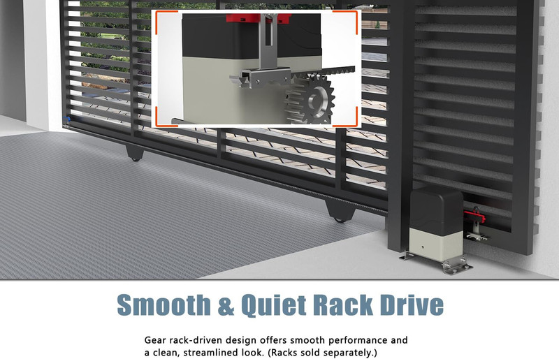 900Lbs Automatic Sliding Gate Opener with Remotes & Full Hardware Kit gallery