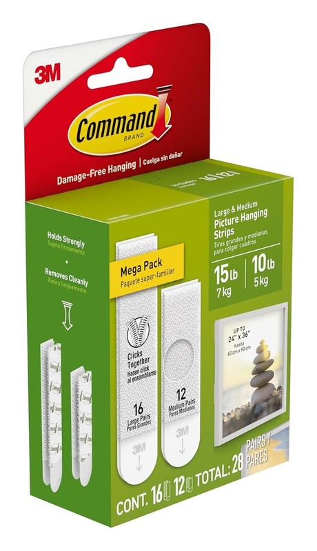 2 Pack Command 10lb and 15lb White Picture Hanging Strips , Mega Pack, 56 Pairs gallery