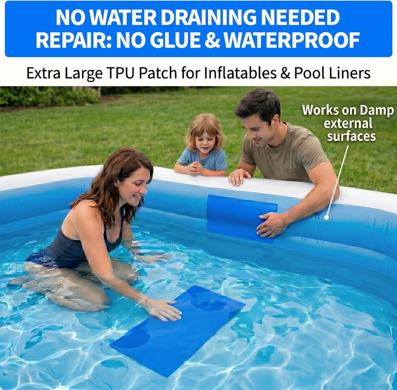 Extra Large Pool Patch Repair Kit, 4Ft X 2.8Ft TPU Heavy Duty Vinyl Pool Liner P gallery