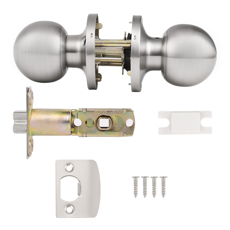 Probrico 607 Black Round Door Knob Lock Set Brushed Nickel Bronze Handles gallery