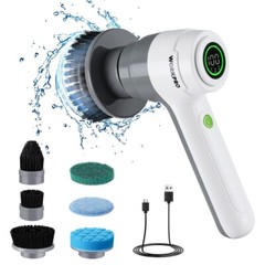 WORKPRO 8V Electric Spin Scrubber 3-Speed Adjustable Shower Scrubber with 6 Head