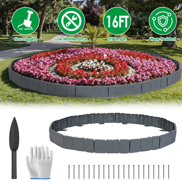 Interlocking No Dig Landscaping Edging Decor Stone Look Plastic Flower Beds Tree gallery