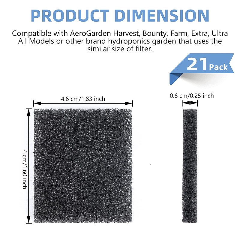 21 Pack Black Pump Filter Sponge Replacement Hydroponic Garden Foam Filters gallery