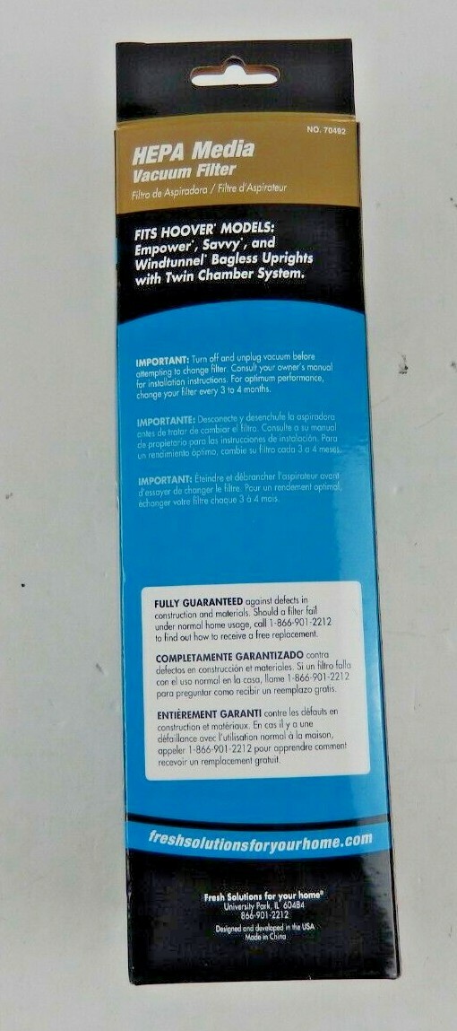 Fresh Solutions Vacuum Filter Allergen Filtration HEPA Hoover Twin Chambers gallery