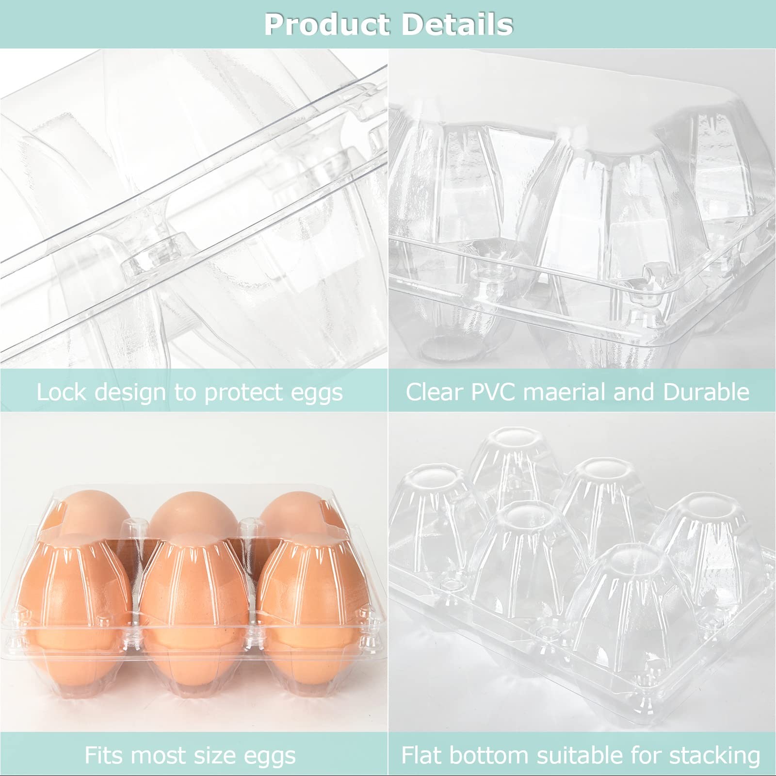 100 Pack Plastic Egg Cartons Bulk, 2x3 Egg Holders Style Holds up for 6 Eggs,... gallery