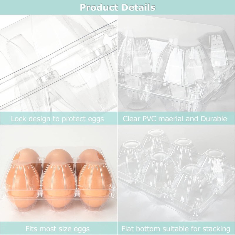 100 Pack Plastic Egg Cartons Bulk, 2x3 Egg Holders Style Holds up for 6 Eggs,... gallery