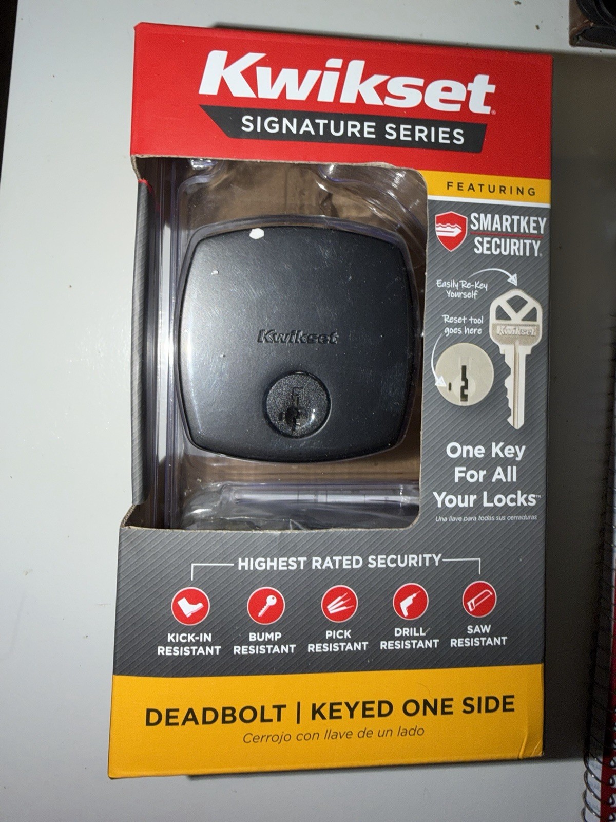 Kwikset Midtown Modern Exterior Keyed Front Entry Deadbolt Lock Matte Black NEW gallery