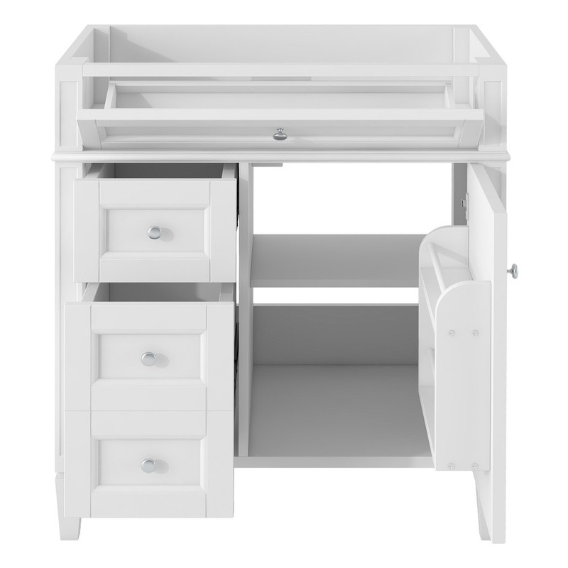 Vanity with no sink Two drawers One pull-out drawer gallery