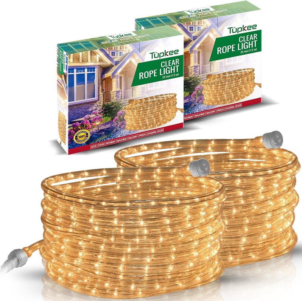 2 Tupkee Rope Light Warm Clear - 24 Feet, Indoor & Outdoor Decorative Tube Light gallery
