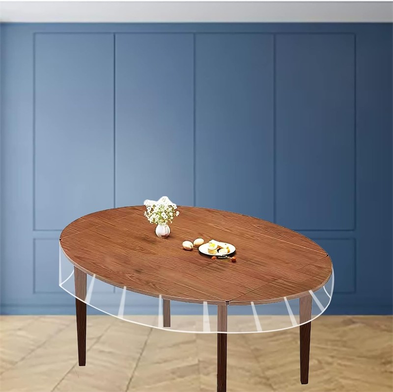 Clear Oval Table Cover Protector 60 x 90 Inches Oval Shape Plastic Transparent gallery