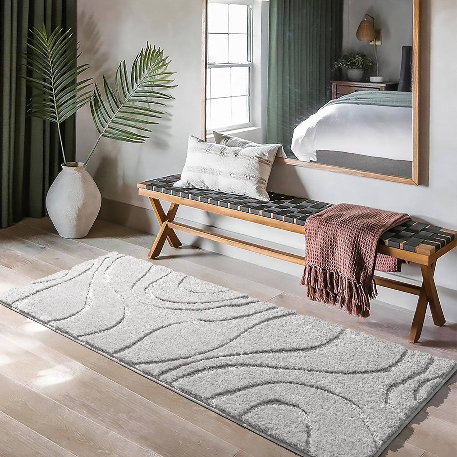 Bathroom Rugs Mat Runner 24 X 60 Inch, Light Gray Bath Rugs Extra Long Non-Slip gallery