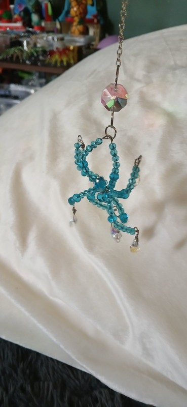 Handmade Hanging Beaded Light Blue Spider Crystal Suncatcher Car Charm gallery