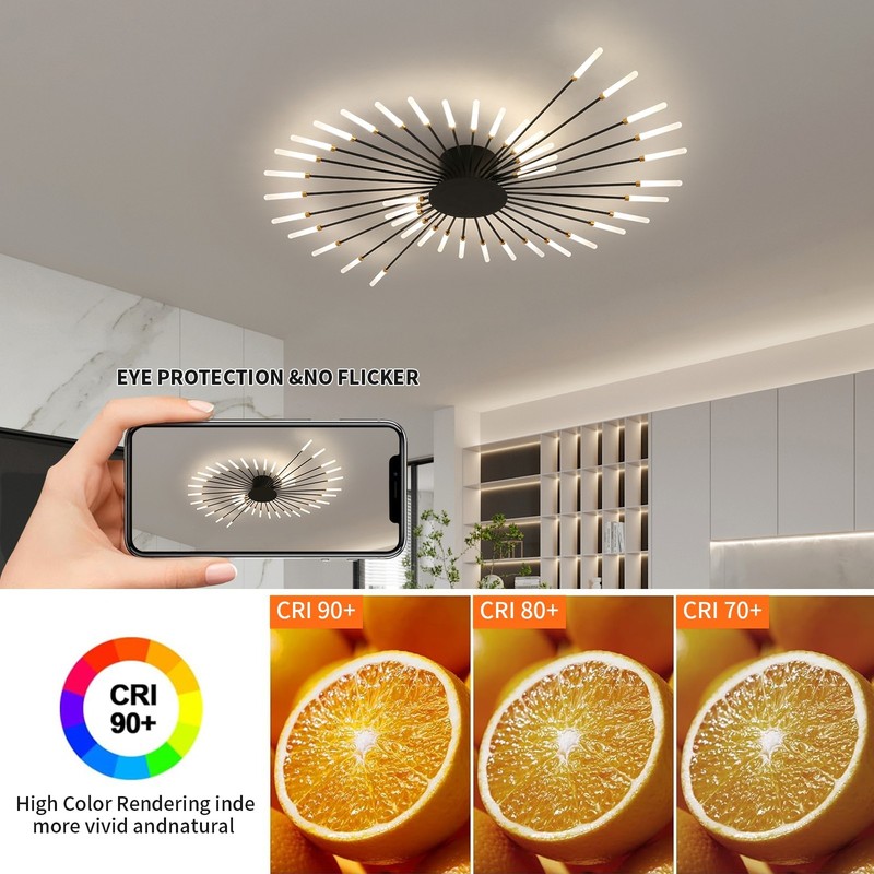42-Light Fireworks LED Ceiling Light Flush Mount Dimmable App Remote Control gallery