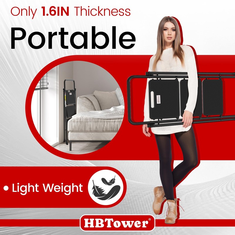 HBTower Step Ladder, Folding Stool with Wide 3 Black gallery