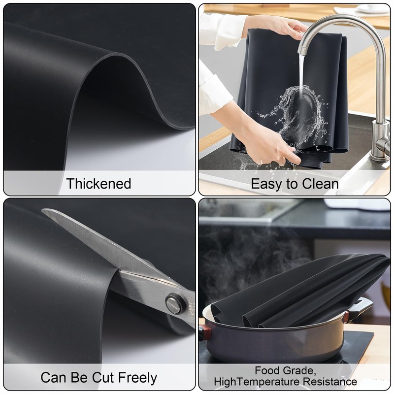 Silicone Table Protector Mat 47x24 In Heat Resistant Non-Slip Waterproof Black gallery
