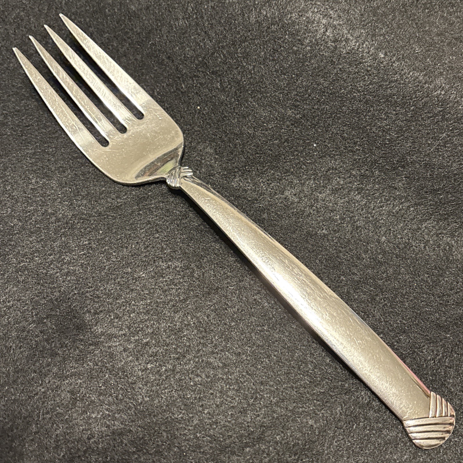 Oneida Rattan 4 Prong Cold Meat Fork Stainless Serving Utensil 8 1/4in USA gallery