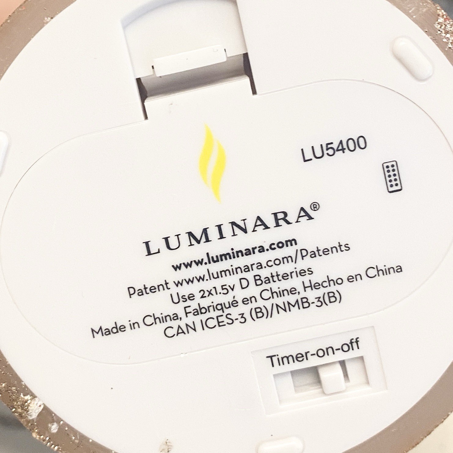 Luminara Gold Glitter Flame Effect Flameless Battery Candle Pair 7.5” & 5.5” gallery