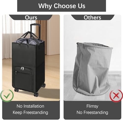 Extra Large Rolling Laundry Basket with Wheels, 90L Cart Version Darkgrey gallery