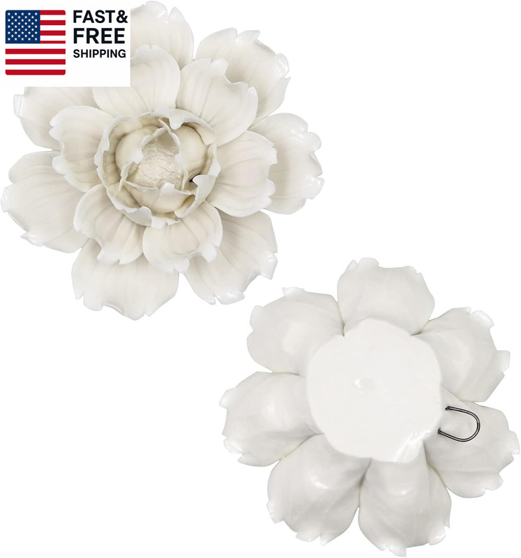 5 Pcs Ceramic Flower Wall Decor Handcrafted 3D Hanging Porcelain Flowers Wall Ar gallery