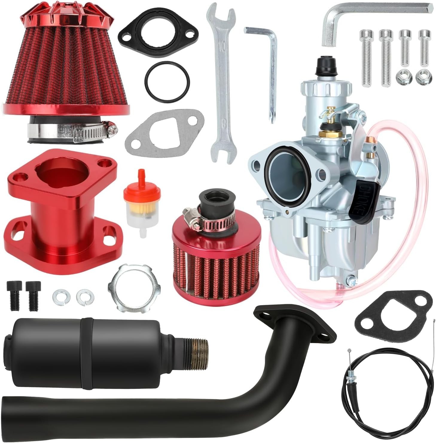 Carburetor Exhaust Header Muffler Stage 2 Kit for Mini Bike Go Kart Predator ... gallery