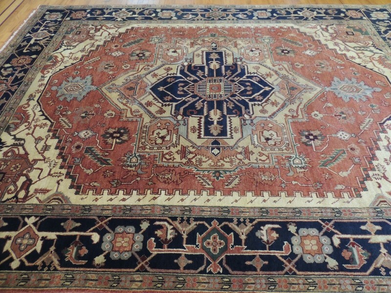 9x12 Herize Serapi style Oriental Area rug wool Rust Black Green Blue/Gray gallery