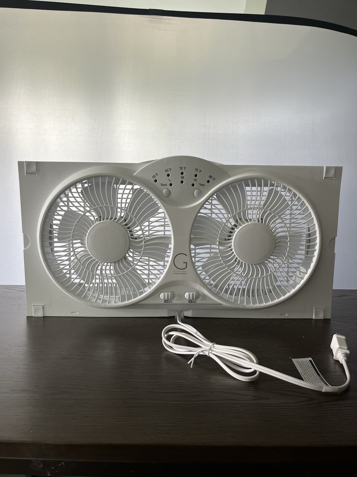 GENESIS Twin Window Fan Adjustable Thermostat Reversible Airflow 24 in. Wide gallery