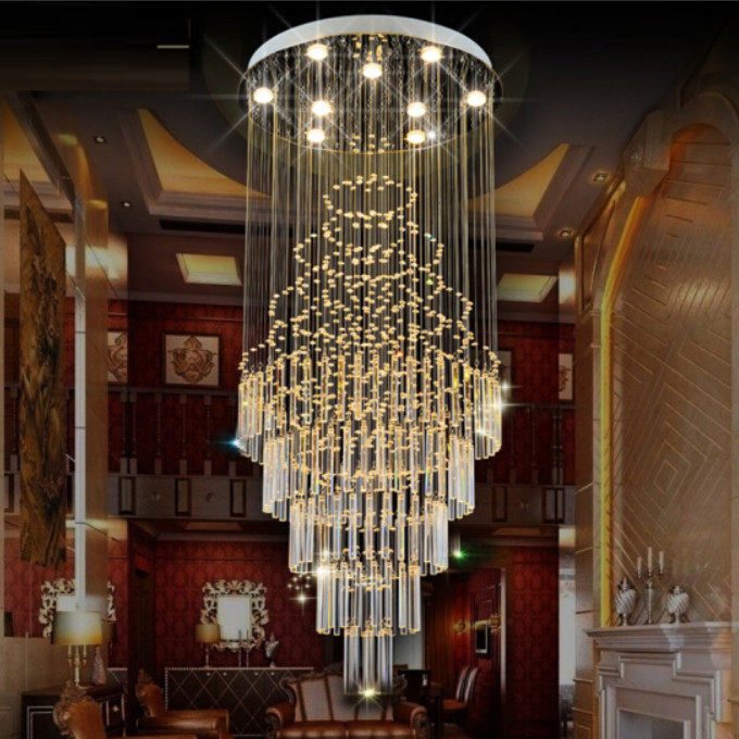 31"*71" Crystal Rain Drop Ceiling Light Chandelier Spiral Pendant Lamp Lighting