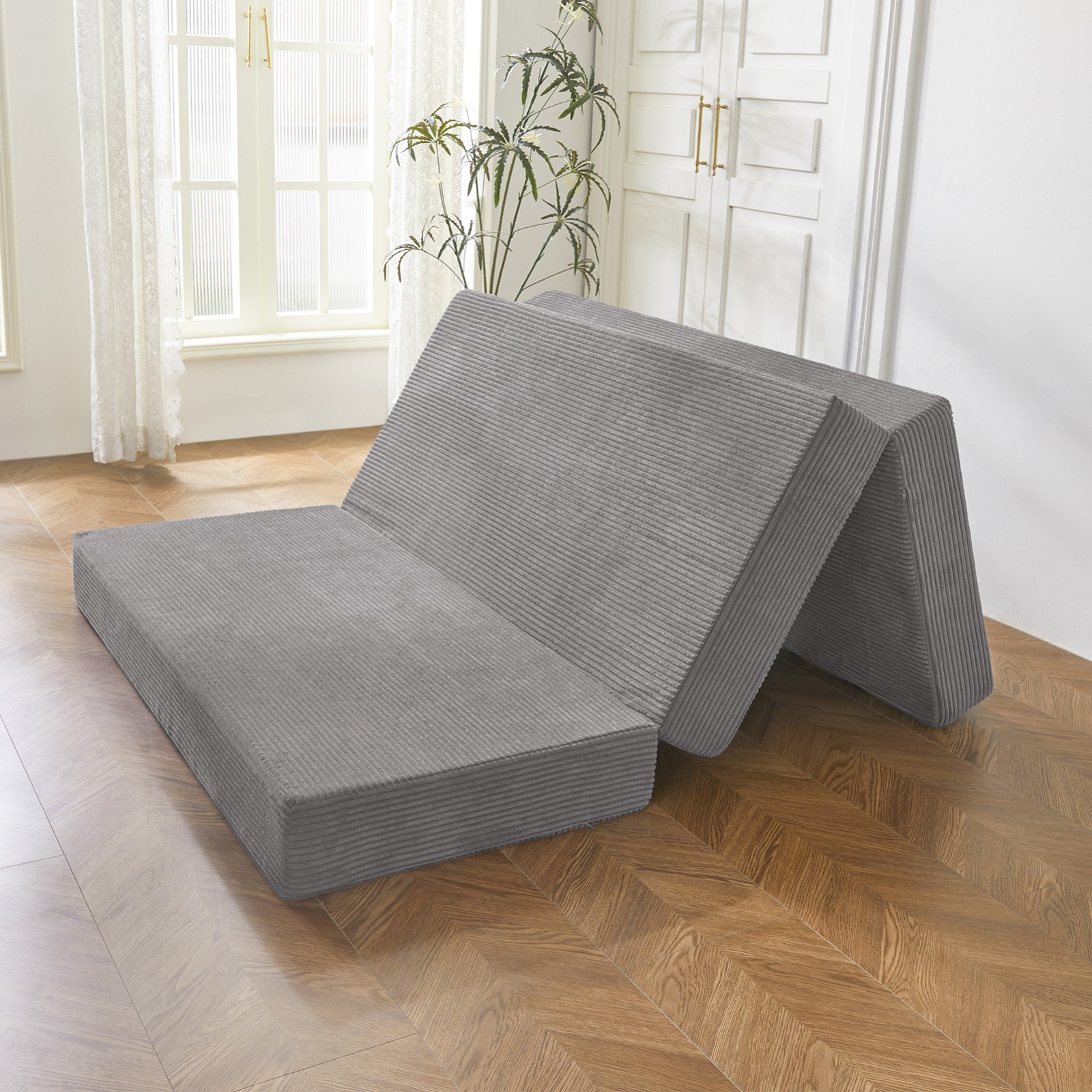 MAXYOYO 6'' Tri-Fold Mattress,Fold Sofa Bed with Washable Cover for Small Space gallery