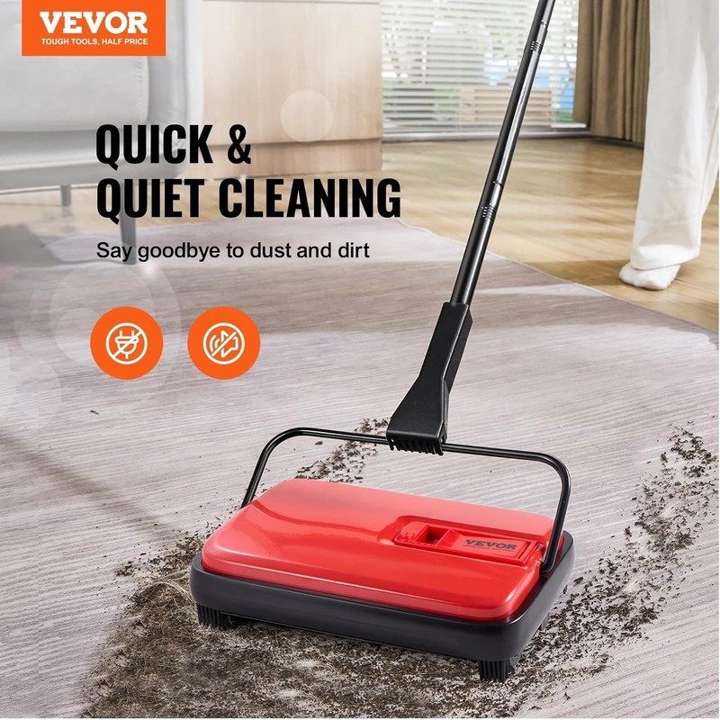 Carpet Sweeper Manual, Floor Sweeper with 300 ml Dustbin Capacity Easy to Emp... gallery