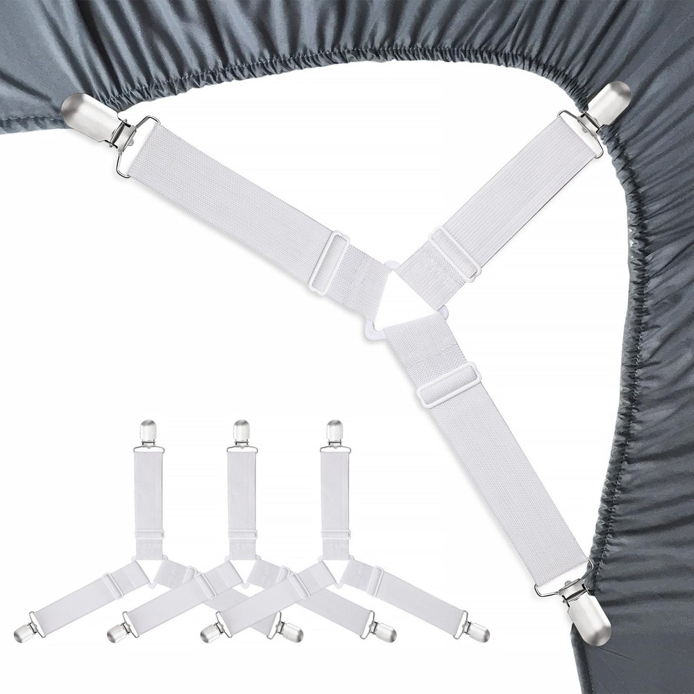 Sheet FastenersFitted Sheet Fasteners Elastic Straps, Adjtable Bedsheet Holders