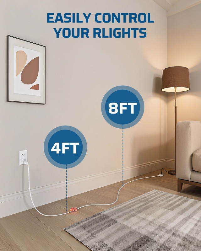 DEWENWILS 12 FT Extension Cord w/ Angled Flat Plug, 2-Prong 3 Outlets, 13A/1625W gallery