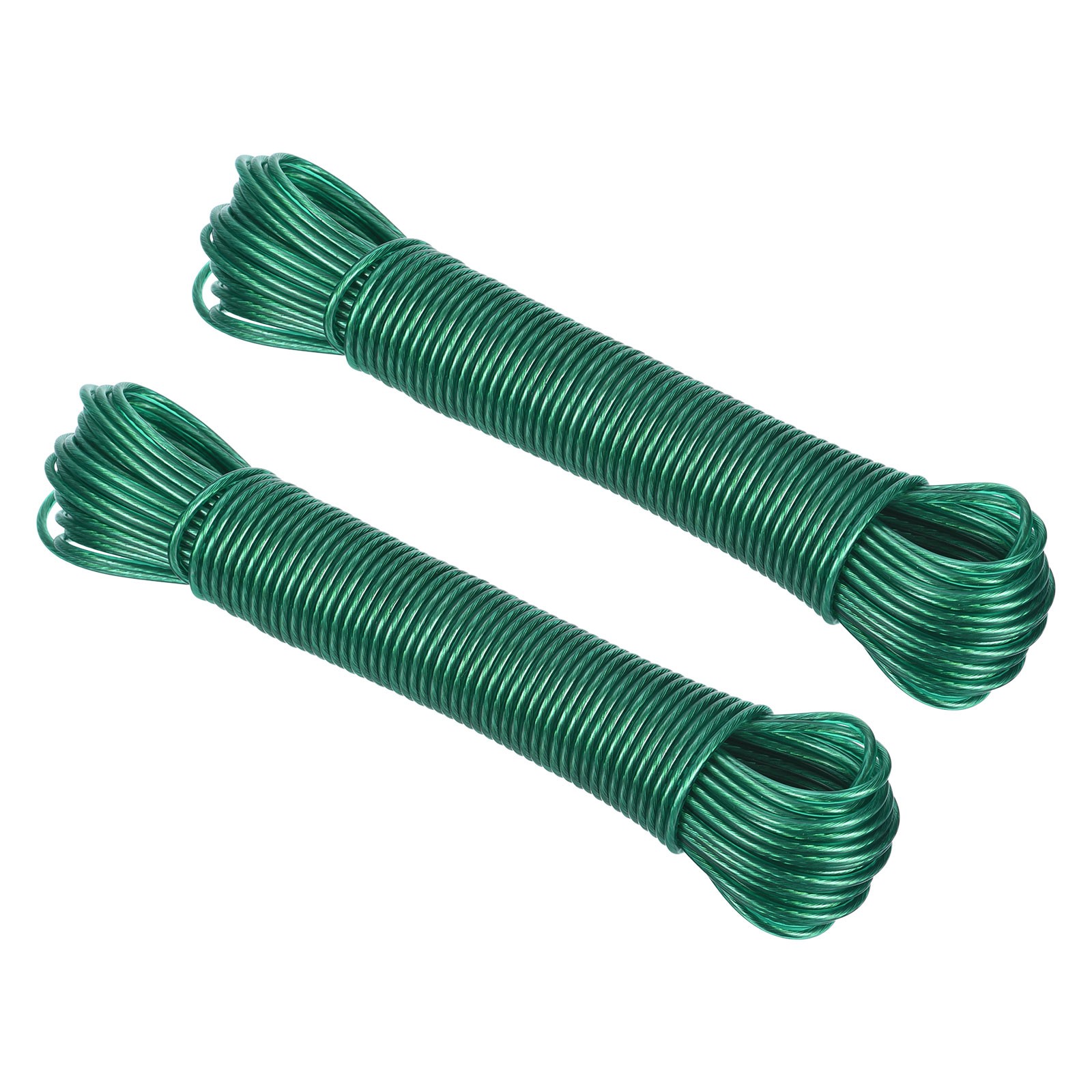 2 x Plastic Coated Clothesline 1/8Inch x 66FT Steel Core Clothes Lines Green gallery