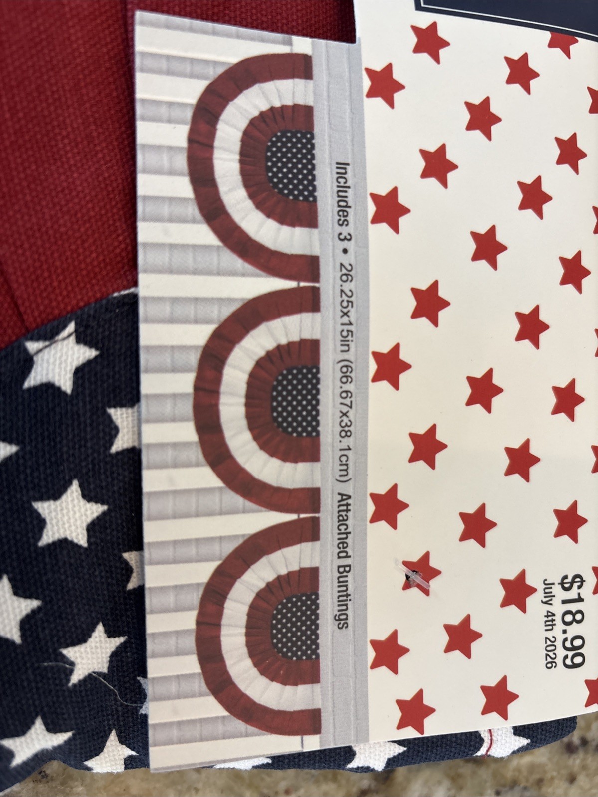 Hobby Lobby July 4th Red White & Blue With Stars 3 Piece Bunting Lot of 2 gallery