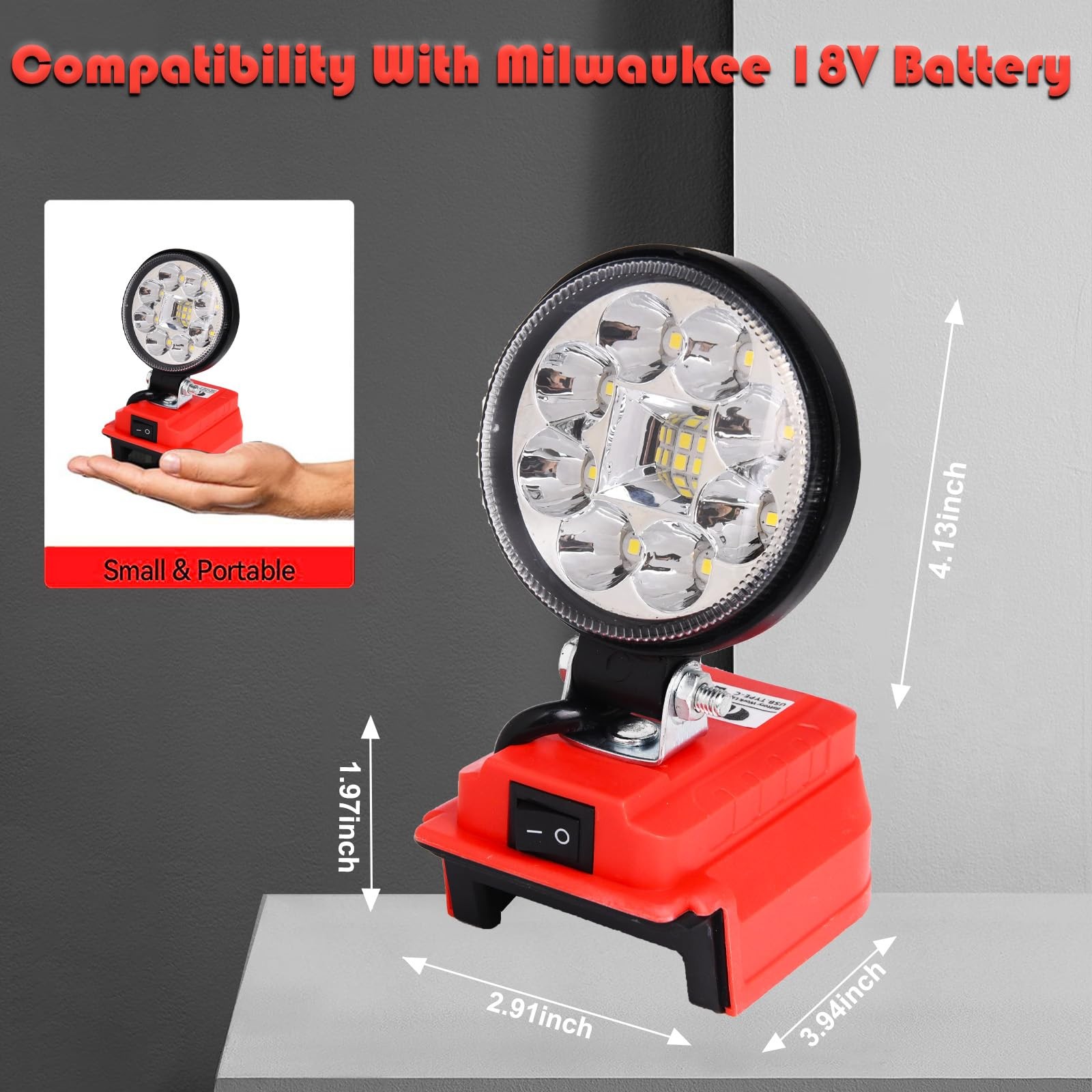 LED Work Light for Milwaukee m18 18v Battery 36W 3600LM Cordless Flood Light ... gallery