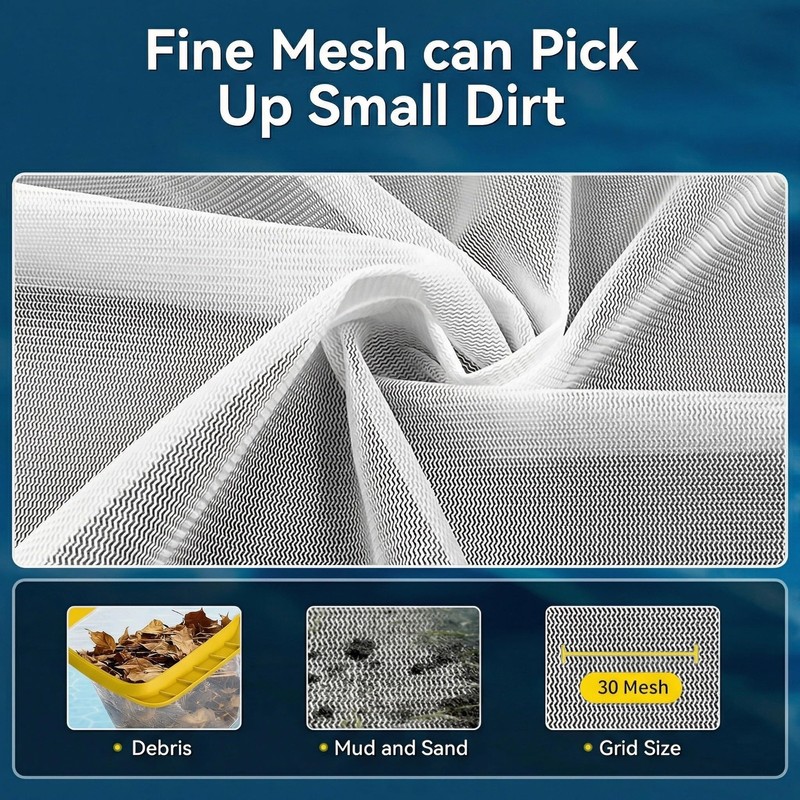 Professional Pool Skimmer Net with Yellow Frame & 30-Mesh - Heavy Duty Deep Leaf gallery