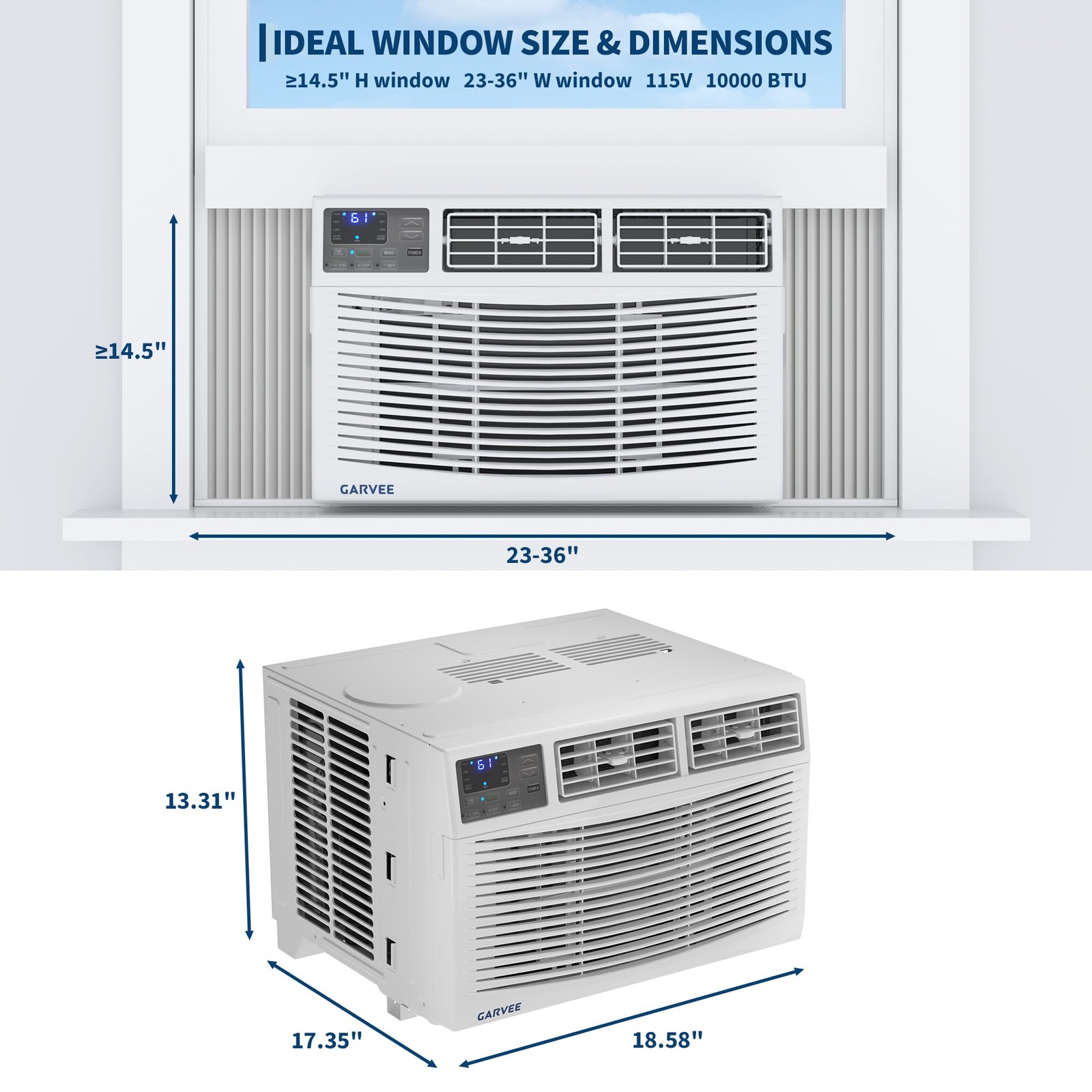 Window Mounted AC 10000 BTU 115V Air Conditioner Remote Control 450 Sq Ft gallery