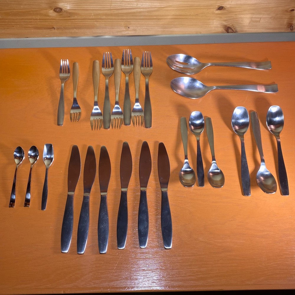 25 pc set Gourmet Settings Park Matte Flatware GS Stainless 18/10 Silverware
