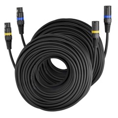 XLR Cable 100 ft, 2 Pack, Shielded Balanced DMX Male to Female Microphone Cables